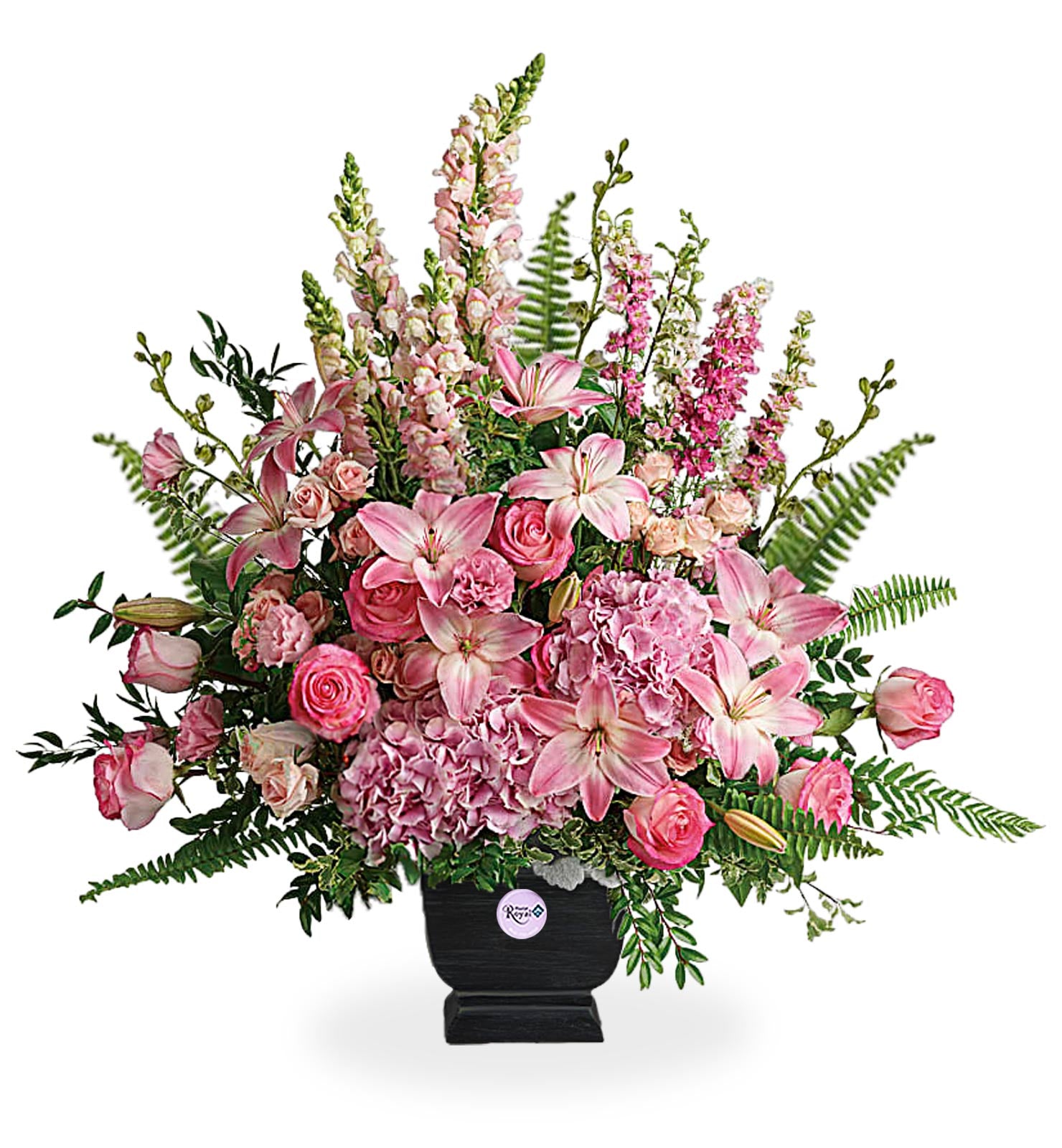 Tranquil Beauty Bouquet with pink roses, hydrangea, lilies, lisianthus, and snapdragons — hand-arranged, same-day delivery Richmond Hill.