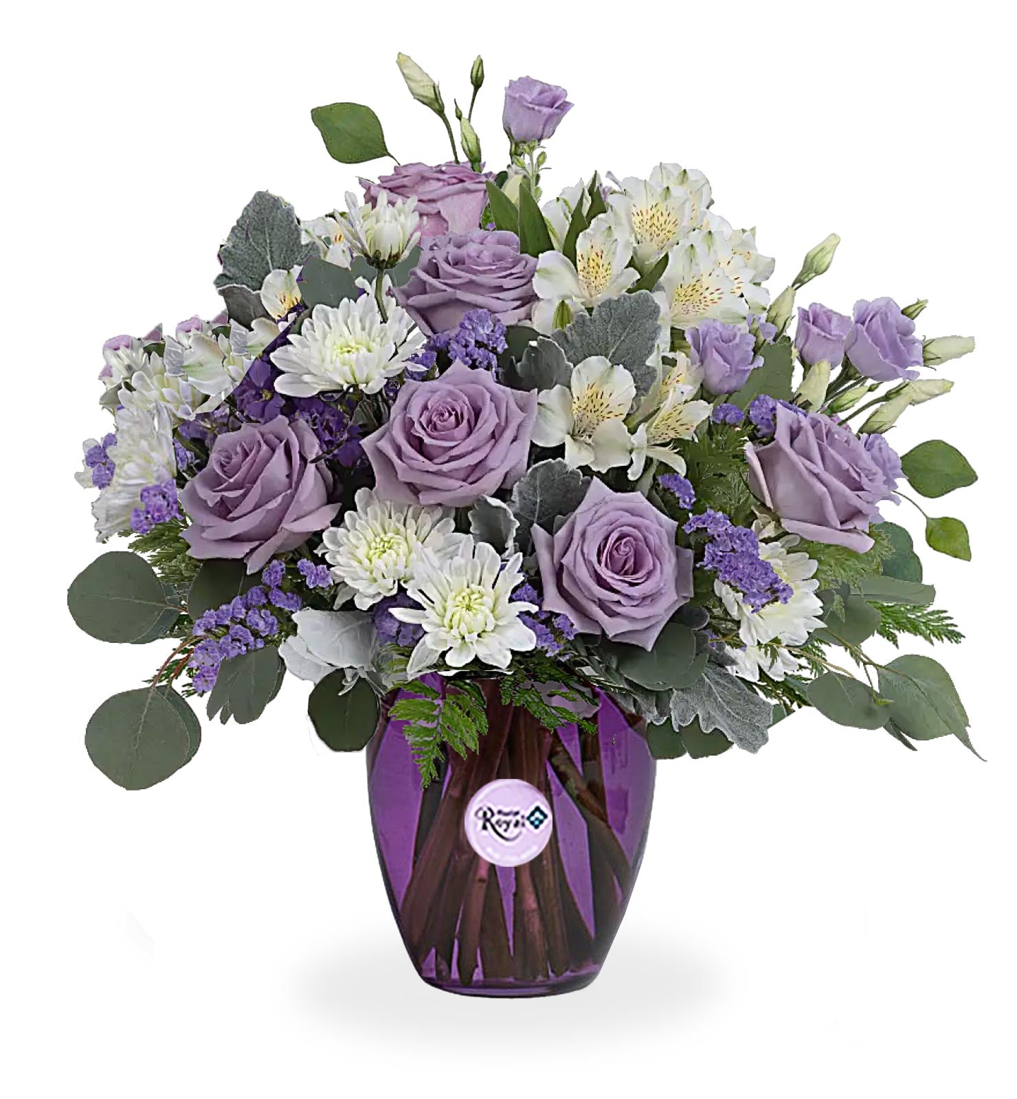 Pink Harmony Bouquet with hot pink roses, carnations, alstroemeria, and lavender asters — fresh flowers for birthdays and Mother’s Day.