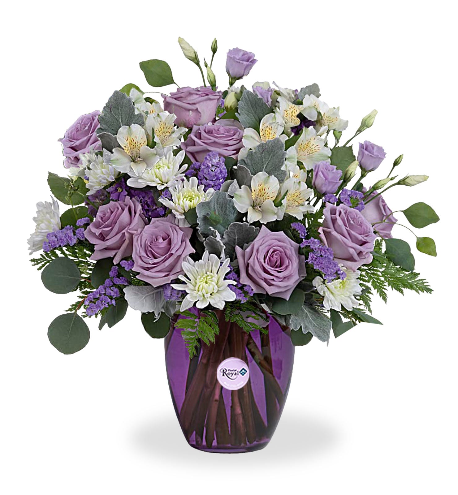 Pink Harmony Bouquet with hot pink roses, carnations, alstroemeria, and lavender asters — fresh flowers for birthdays and Mother’s Day.