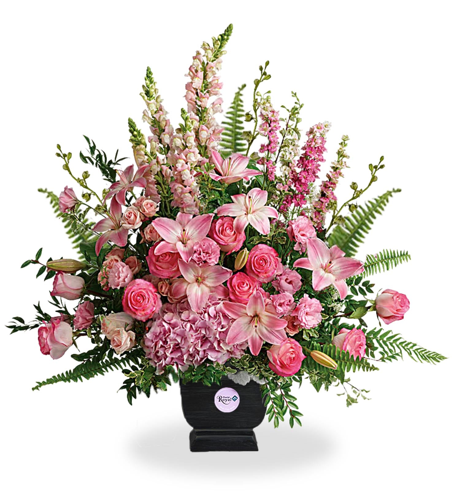 Tranquil Beauty Bouquet with pink roses, hydrangea, lilies, lisianthus, and snapdragons — hand-arranged, same-day delivery Richmond Hill.